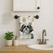 Load image into Gallery viewer, Black and White Shih Tzu Coffee Bar Kitchen Towel