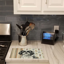 Load image into Gallery viewer, Black and White Shih Tzu Coffee Bar Glass Cutting Board