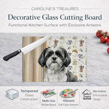 Load image into Gallery viewer, Black and White Shih Tzu Coffee Bar Glass Cutting Board