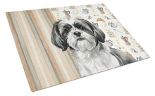 Load image into Gallery viewer, Black and White Shih Tzu Coffee Bar Glass Cutting Board