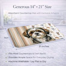 Load image into Gallery viewer, Brindle Shih Tzu Coffee Bar Dish Drying Mat