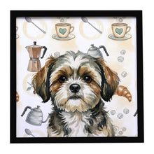 Load image into Gallery viewer, Brindle Shih Tzu Coffee Bar Framed Metal Print