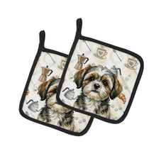 Load image into Gallery viewer, Brindle Shih Tzu Coffee Bar Pair of Pot Holders