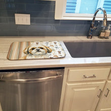 Load image into Gallery viewer, Gold and White Shih Tzu Coffee Bar Dish Drying Mat