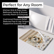 Load image into Gallery viewer, Gold and White Shih Tzu Coffee Bar Memory Foam Kitchen Mat