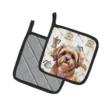 Load image into Gallery viewer, Liver Shih Tzu Coffee Bar Pair of Pot Holders