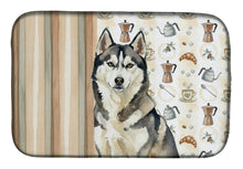 Load image into Gallery viewer, Agouti Siberian Husky Coffee Bar Dish Drying Mat