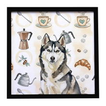 Load image into Gallery viewer, Agouti Siberian Husky Coffee Bar Framed Metal Print