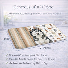 Load image into Gallery viewer, Siberian Husky Coffee Bar Dish Drying Mat