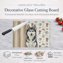 Load image into Gallery viewer, Siberian Husky Coffee Bar Glass Cutting Board