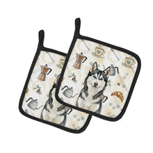 Load image into Gallery viewer, Siberian Husky Coffee Bar Pair of Pot Holders