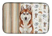 Load image into Gallery viewer, Red and White Siberian Husky Coffee Bar Dish Drying Mat