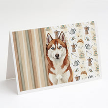 Load image into Gallery viewer, Red and White Siberian Husky Coffee Bar Greeting Cards Pack of 8