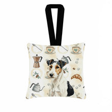 Load image into Gallery viewer, Smooth Fox Terrier Coffee Bar Hanging Square Fabric Ornament 3.5 × 3.5