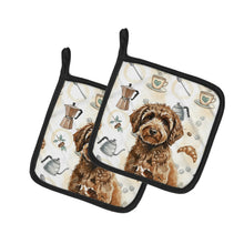 Load image into Gallery viewer, Spanish Water Dog Coffee Bar Pair of Pot Holders