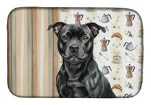 Load image into Gallery viewer, Black Staffordshire Bull Terrier Coffee Bar Dish Drying Mat