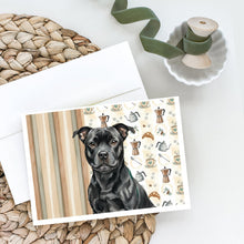Load image into Gallery viewer, Black Staffordshire Bull Terrier Coffee Bar Greeting Cards Pack of 8