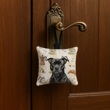 Load image into Gallery viewer, Black Staffordshire Bull Terrier Coffee Bar Hanging Square Fabric Ornament 3.5 × 3.5