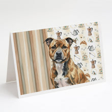 Load image into Gallery viewer, Brindle Staffordshire Bull Terrier Coffee Bar Greeting Cards Pack of 8