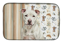 Load image into Gallery viewer, White Staffordshire Bull Terrier Coffee Bar Dish Drying Mat