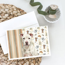 Load image into Gallery viewer, White Staffordshire Bull Terrier Coffee Bar Greeting Cards Pack of 8
