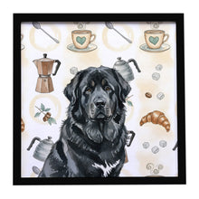 Load image into Gallery viewer, Black Tibetan Mastiff Coffee Bar Framed Metal Print