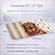 Load image into Gallery viewer, Red Gold Tibetan Mastiff Coffee Bar Dish Drying Mat