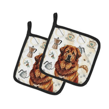 Load image into Gallery viewer, Red Gold Tibetan Mastiff Coffee Bar Pair of Pot Holders