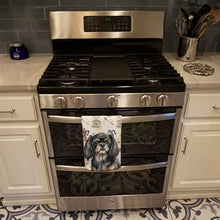 Load image into Gallery viewer, Black and Tan Tibetan Spaniel Coffee Bar Kitchen Towel