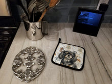 Load image into Gallery viewer, Black and Tan Tibetan Spaniel Coffee Bar Pair of Pot Holders