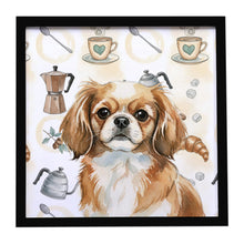 Load image into Gallery viewer, Tibetan Spaniel Coffee Bar Framed Metal Print