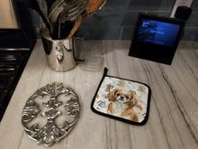 Load image into Gallery viewer, Tibetan Spaniel Coffee Bar Pair of Pot Holders