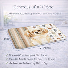 Load image into Gallery viewer, Cream Tibetan Spaniel Coffee Bar Dish Drying Mat