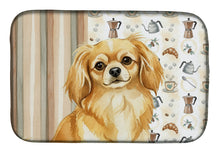 Load image into Gallery viewer, Gold Tibetan Spaniel Coffee Bar Dish Drying Mat