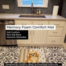 Load image into Gallery viewer, Gold Tibetan Spaniel Coffee Bar Memory Foam Kitchen Mat