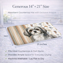 Load image into Gallery viewer, Grey and White Tibetan Spaniel Coffee Bar Dish Drying Mat