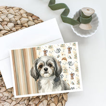 Load image into Gallery viewer, Grey and White Tibetan Spaniel Coffee Bar Greeting Cards Pack of 8
