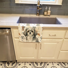 Load image into Gallery viewer, Grey and White Tibetan Spaniel Coffee Bar Kitchen Towel