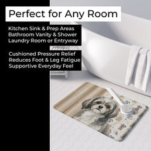 Load image into Gallery viewer, Grey and White Tibetan Spaniel Coffee Bar Memory Foam Kitchen Mat