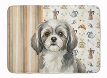 Load image into Gallery viewer, Grey and White Tibetan Spaniel Coffee Bar Memory Foam Kitchen Mat