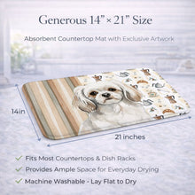 Load image into Gallery viewer, White Tibetan Spaniel Coffee Bar Dish Drying Mat