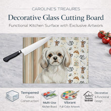 Load image into Gallery viewer, White Tibetan Spaniel Coffee Bar Glass Cutting Board