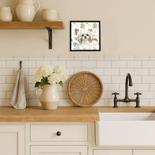 Load image into Gallery viewer, White Tibetan Spaniel Coffee Bar Framed Metal Print