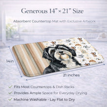 Load image into Gallery viewer, Black and White Tibetan Terrier Coffee Bar Dish Drying Mat
