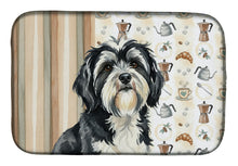 Load image into Gallery viewer, Black and White Tibetan Terrier Coffee Bar Dish Drying Mat