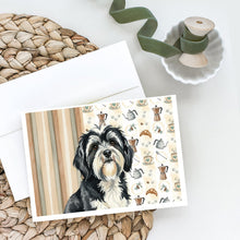 Load image into Gallery viewer, Black and White Tibetan Terrier Coffee Bar Greeting Cards Pack of 8