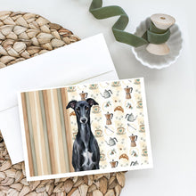 Load image into Gallery viewer, Black Whippet Coffee Bar Greeting Cards Pack of 8