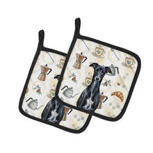 Load image into Gallery viewer, Black Whippet Coffee Bar Pair of Pot Holders