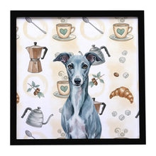 Load image into Gallery viewer, Blue Whippet Coffee Bar Framed Metal Print