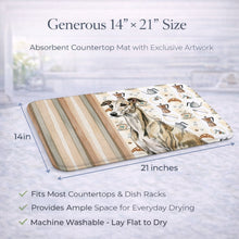 Load image into Gallery viewer, Brindle Whippet Coffee Bar Dish Drying Mat